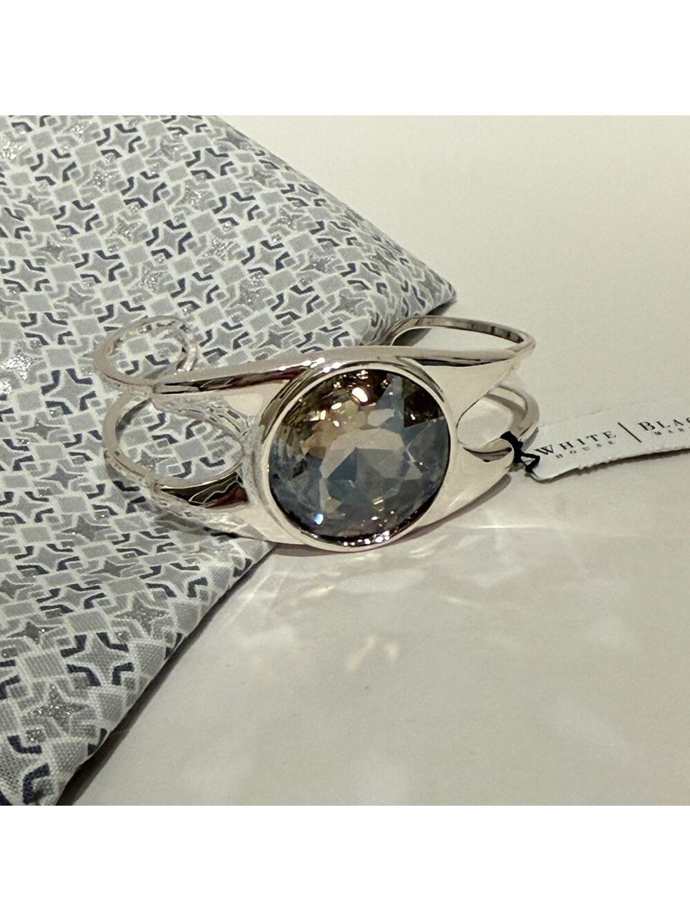WHITE HOUSE BLACK MARKET | NWT Statement Silver Crystal Cuff Bracelet 💎 - Picture 10 of 11